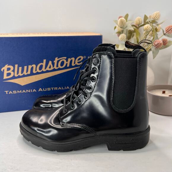Blundstone 2219 Original Lace-Up Boots Patent Leather Goring Black Women 10 NWB - Picture 3 of 9